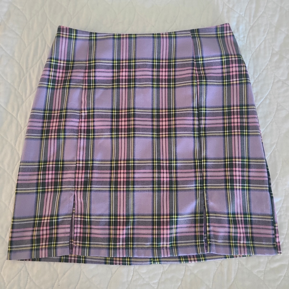 SHEIN Plaid Purple Skirt
